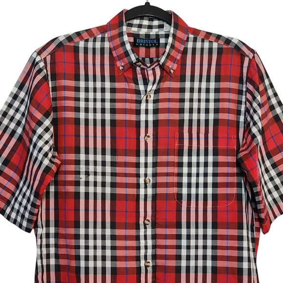 Bristol Blues VTG Men's Red Plaid Button Down Shirt M - Picture 3 of 10